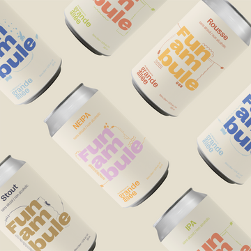 canettes de bières sans alcool élaborés par Microbrasserie Grande Allée